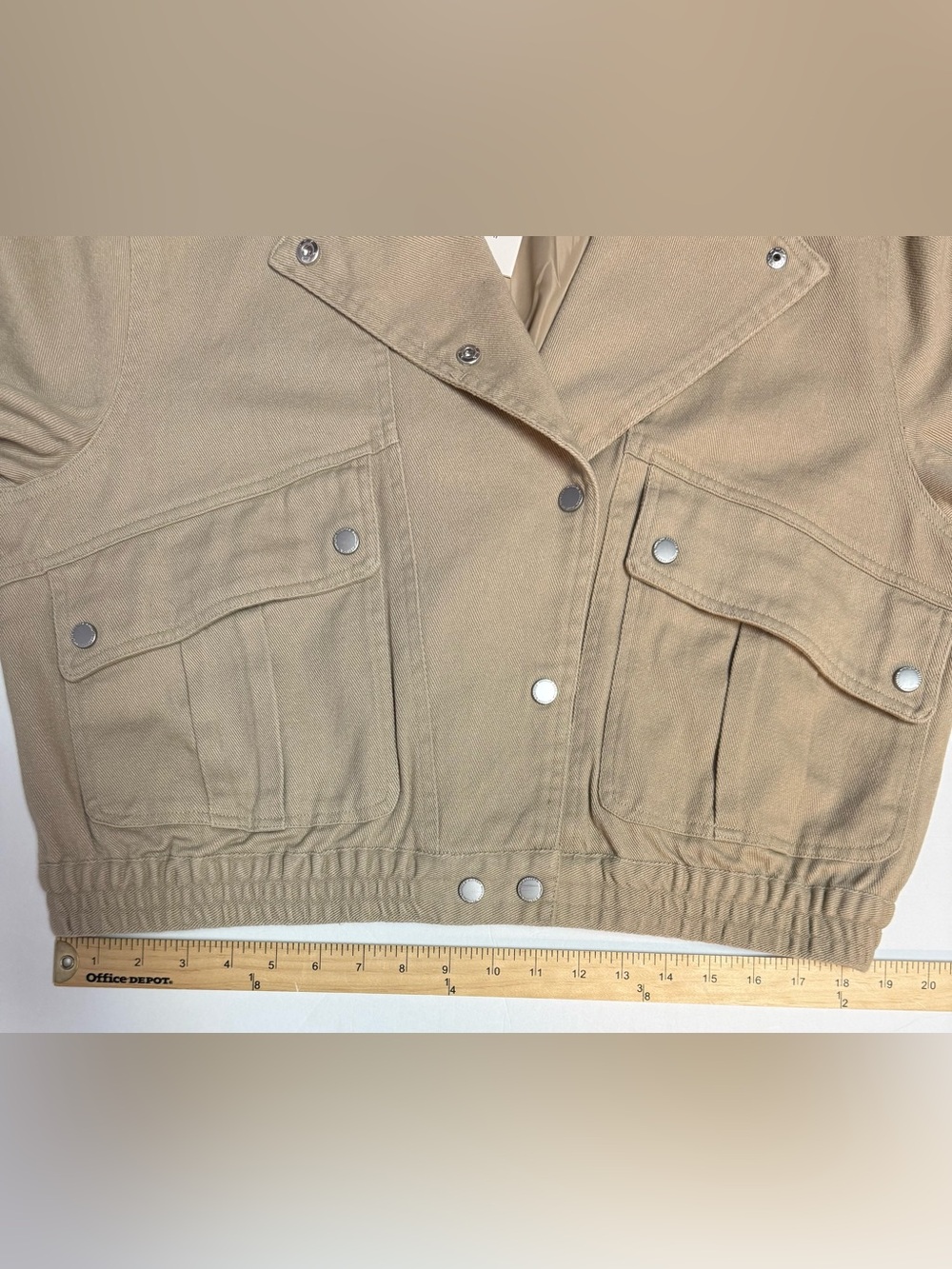 NWT Rebecca Minkoff collard snap cotton Beige Utility Jacket M - Picture 9 of 16
